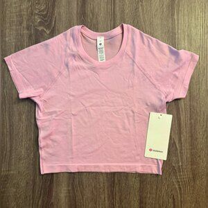Lululemon Swiftly Tech Cropped Short Sleeve Shirt New.Vitapink.Light Pink. Size8
